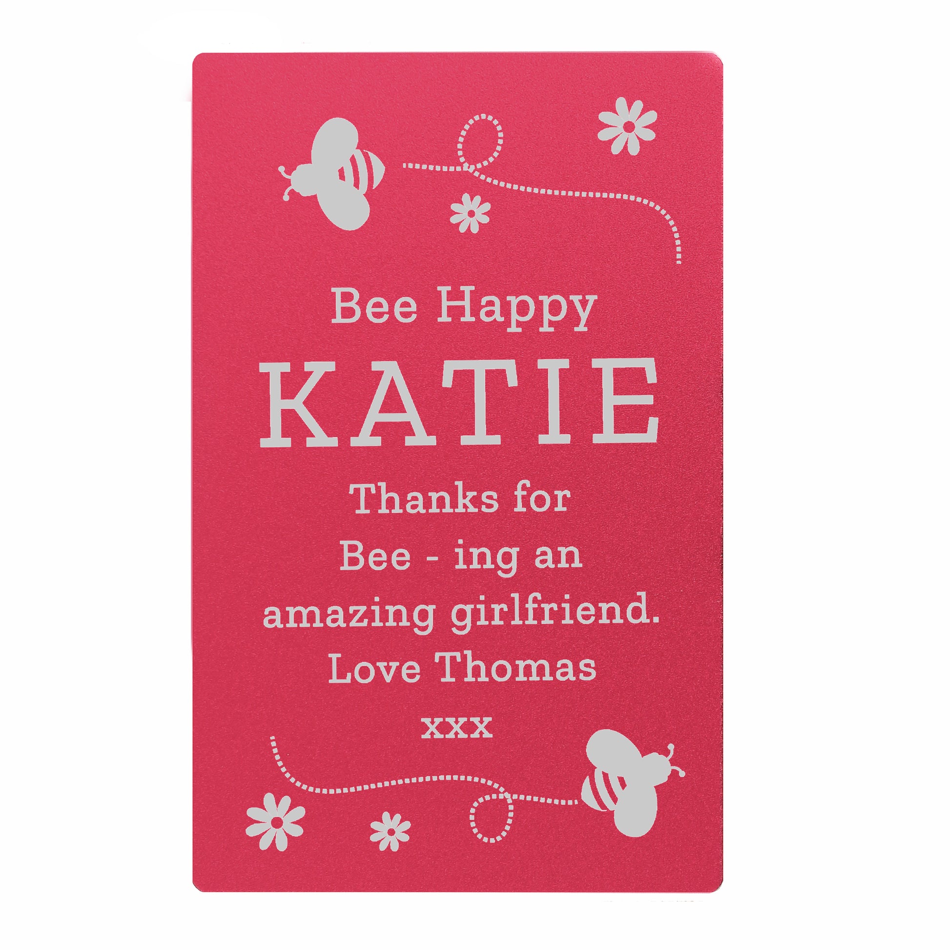 Personalised Bee Cerise Wallet Card - MK&JD Gifts