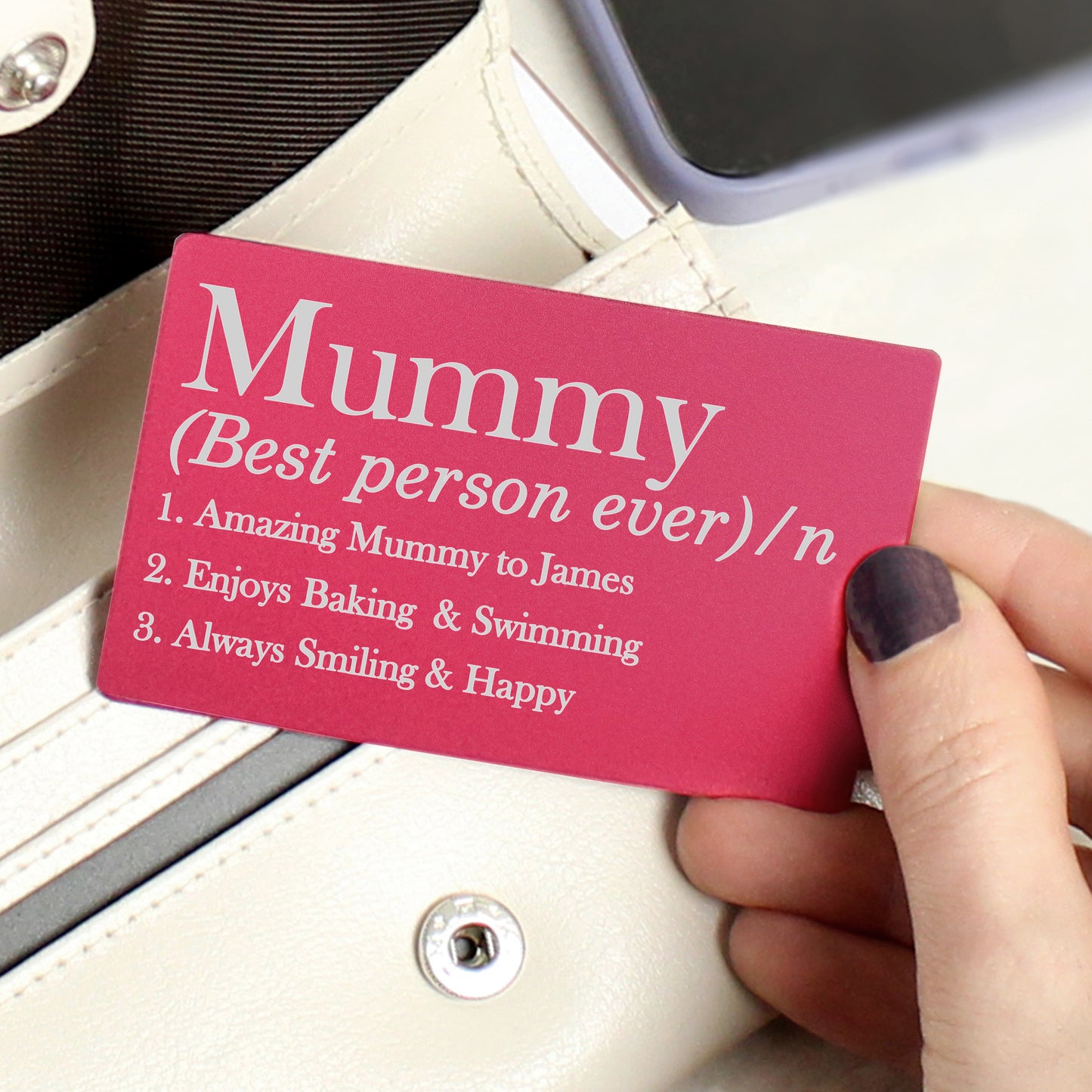 Personalised Definition Cerise Wallet Card - MK&JD Gifts