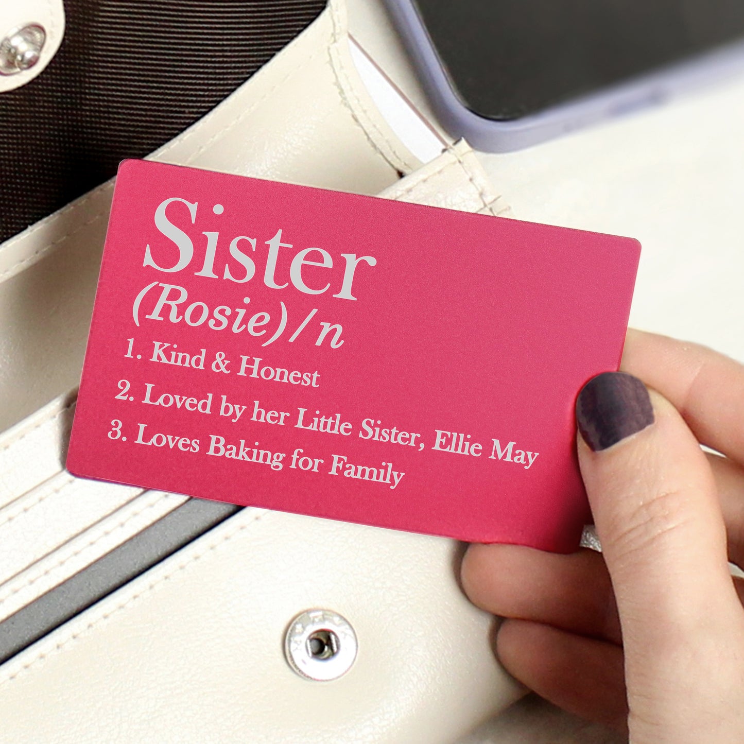 Personalised Definition Cerise Wallet Card - MK&JD Gifts