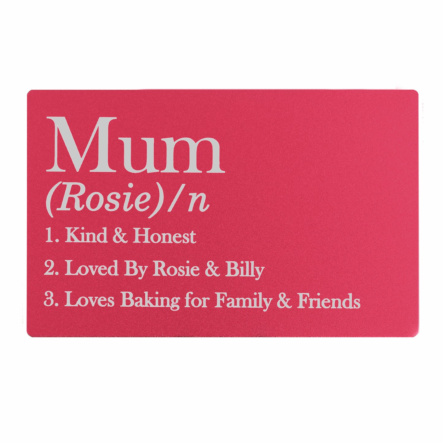 Personalised Definition Cerise Wallet Card - MK&JD Gifts