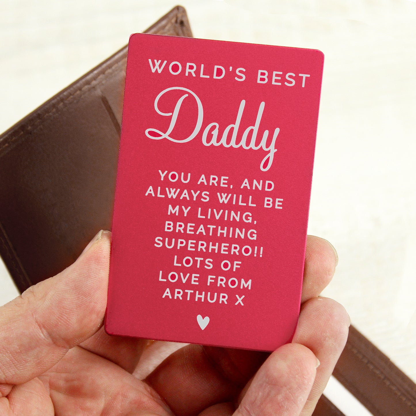 Personalised Free Text Cerise Wallet Card - MK&JD Gifts