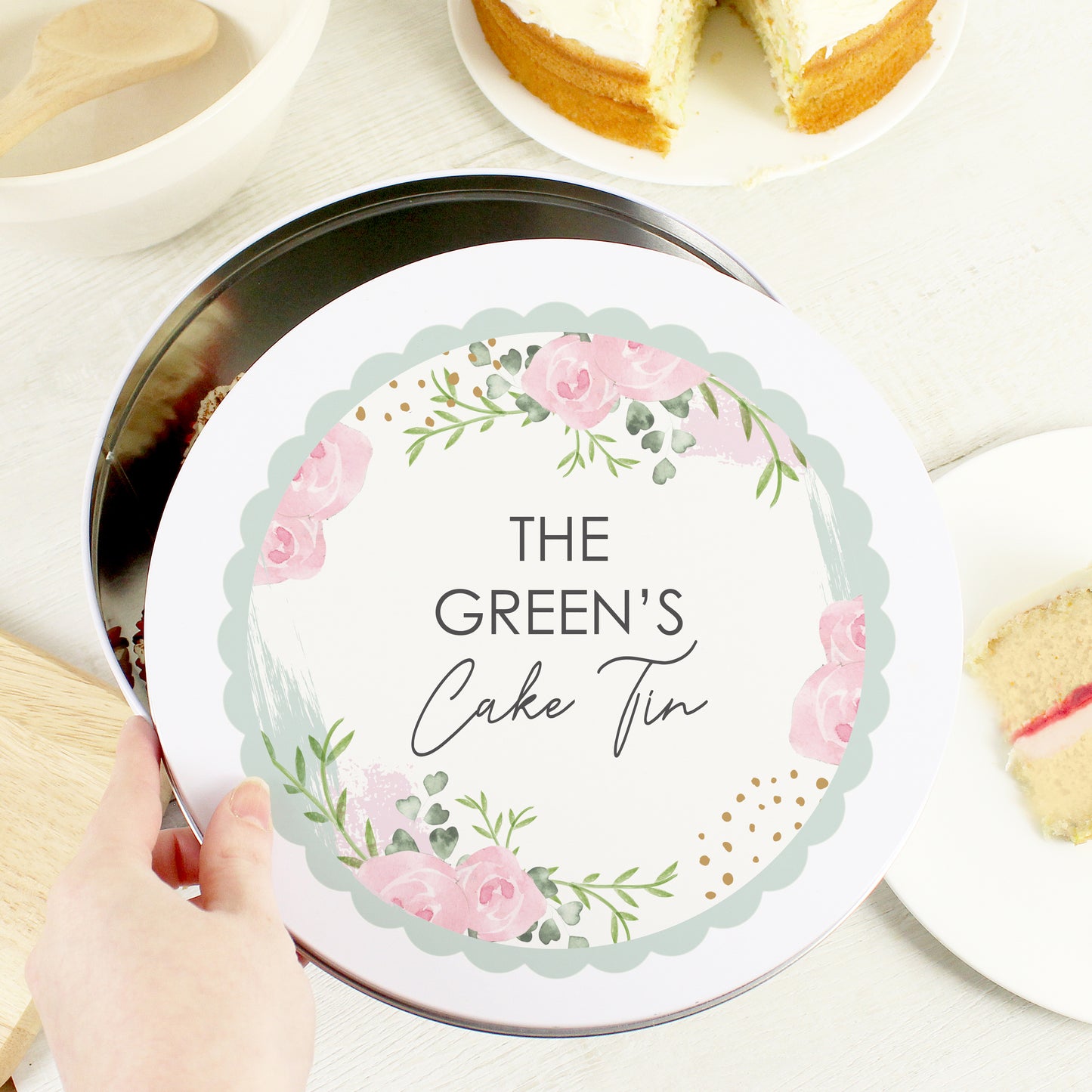 Personalised Abstract Rose Cake Tin - MK&JD Gifts