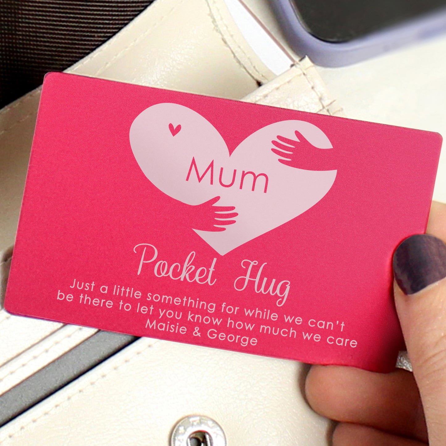 Personalised Pocket Hug Cerise Wallet Card - MK&JD Gifts