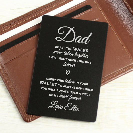 Personalised Of All The Walks Black Wallet Card - MK&JD Gifts
