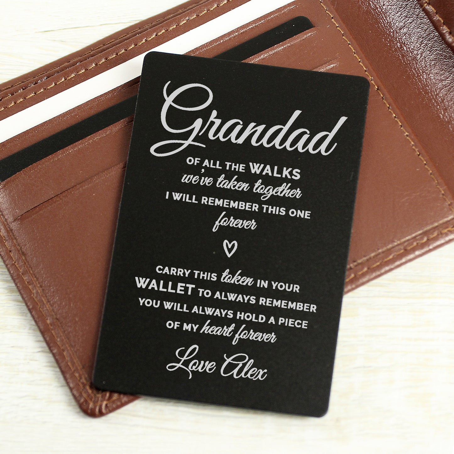 Personalised Of All The Walks Black Wallet Card - MK&JD Gifts