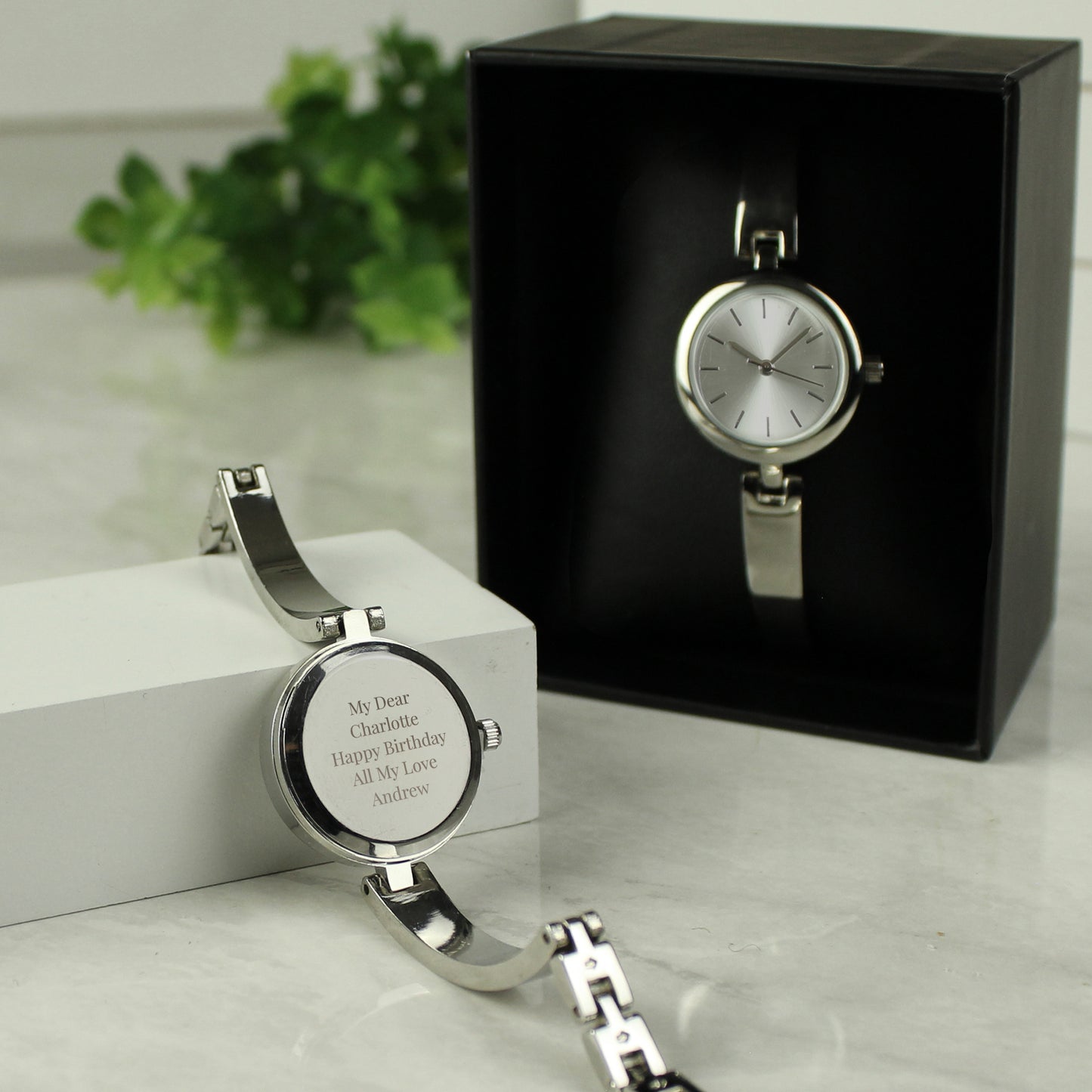 Personalised Silver Ladies Watch With Silver Slider Clasp - MK&JD Gifts