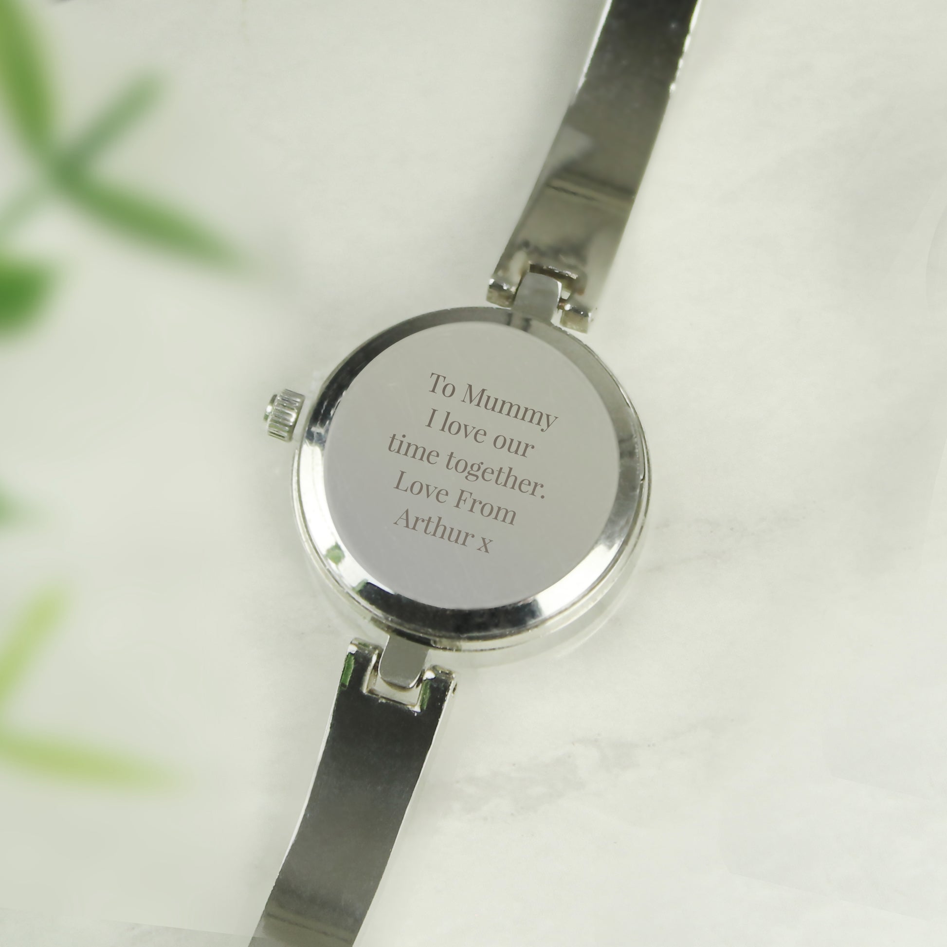 Personalised Silver Ladies Watch With Silver Slider Clasp - MK&JD Gifts