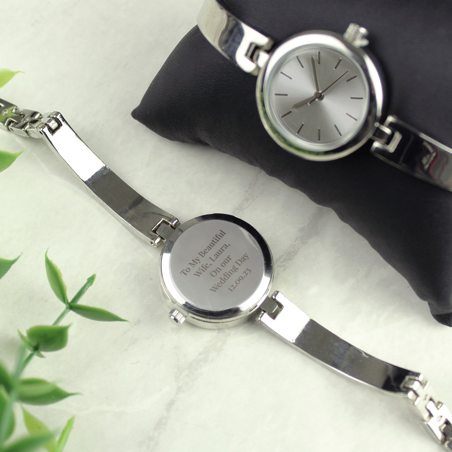 Personalised Silver Ladies Watch With Silver Slider Clasp - MK&JD Gifts