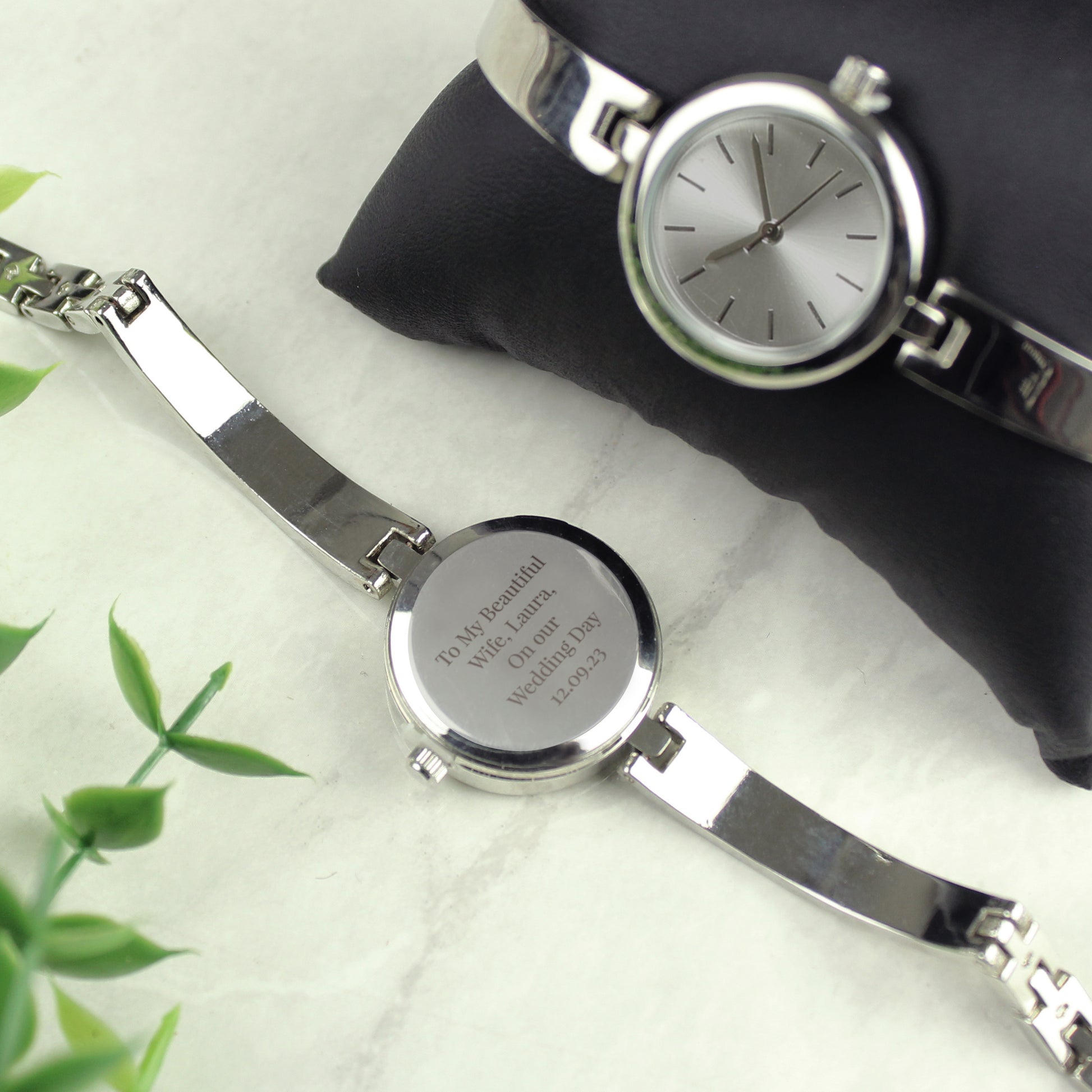 Personalised Silver Ladies Watch With Silver Slider Clasp - MK&JD Gifts