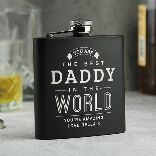 Personalised Best in The World Black Hip Flask - MK&JD Gifts