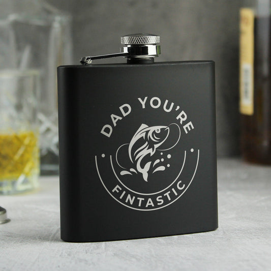 Personalised Fishing Black Hip Flask - MK&JD Gifts