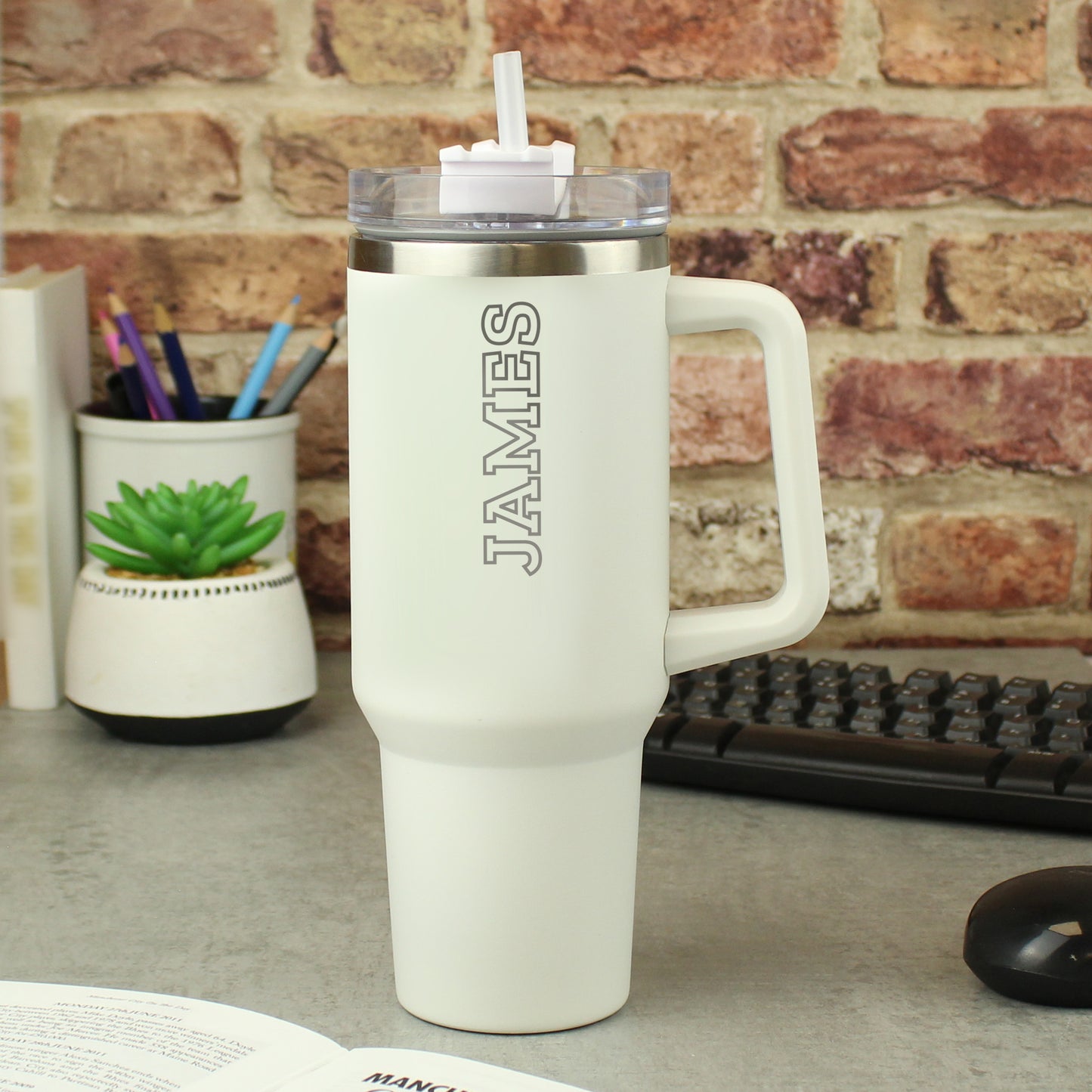 Personalised 40oz White Travel Cup - MK&JD Gifts