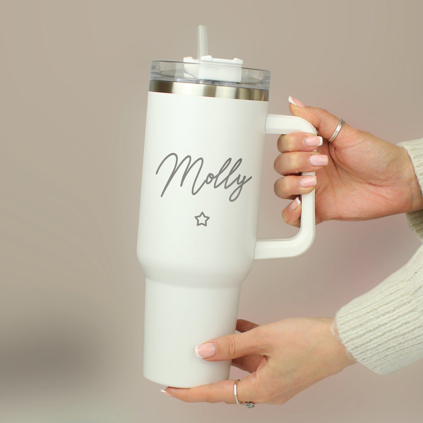 Personalised Star 40oz White Travel Cup - MK&JD Gifts