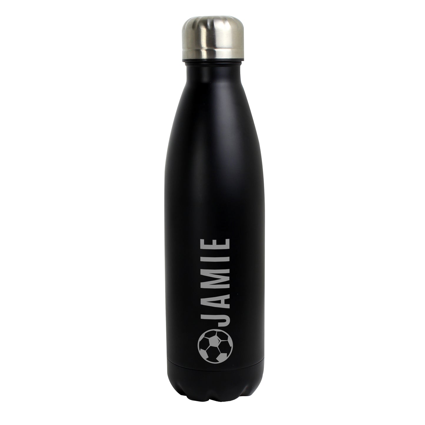 Personalised Football Black Metal Insulated Drinks Bottle - MK&JD Gifts