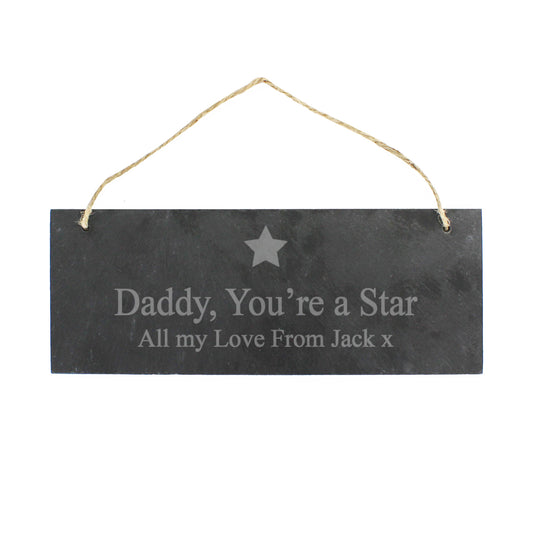 Personalised Star Motif Hanging Slate Plaque - MK&JD Gifts