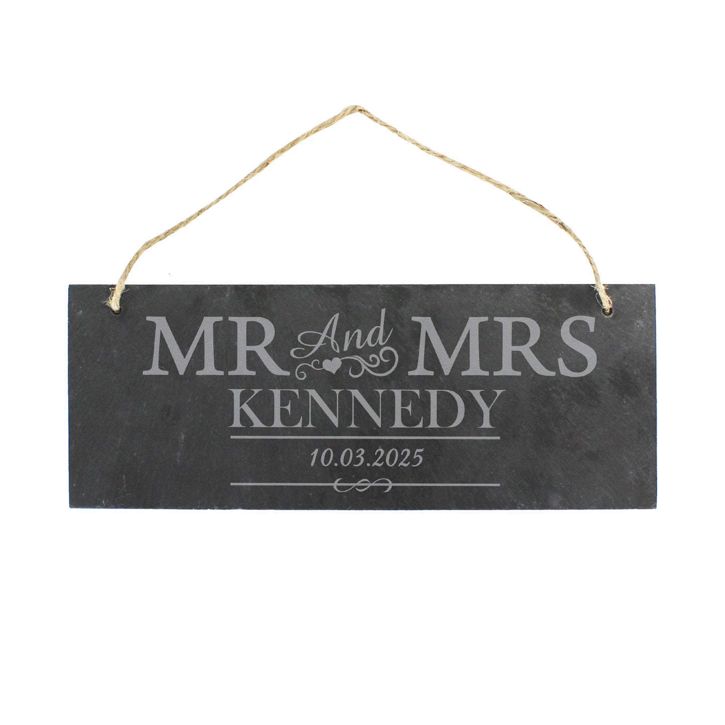 Personalised Mr & Mrs Hanging Slate Plaque - MK&JD Gifts