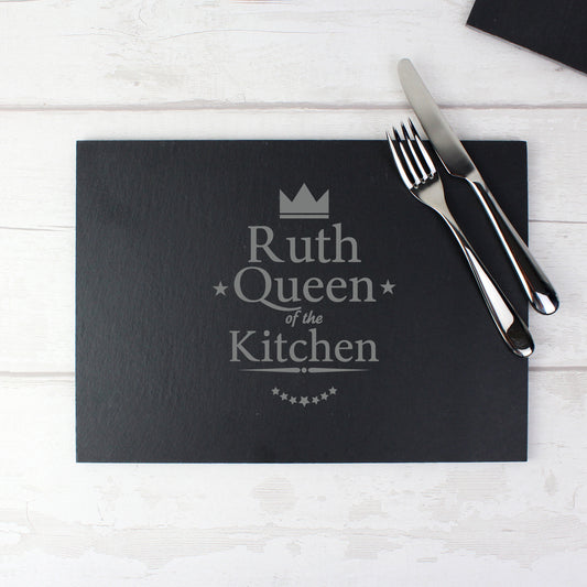 Personalised Queen of the Kitchen Slate Placemat - MK&JD Gifts