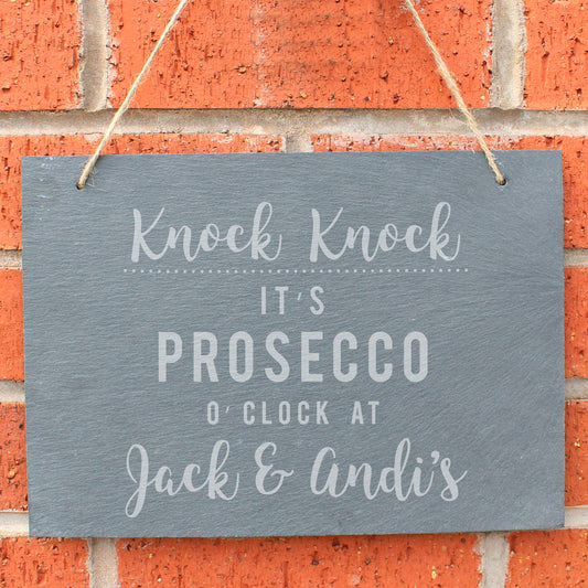 Personalised Prosecco O'Clock Large Hanging Slate Sign - MK&JD Gifts