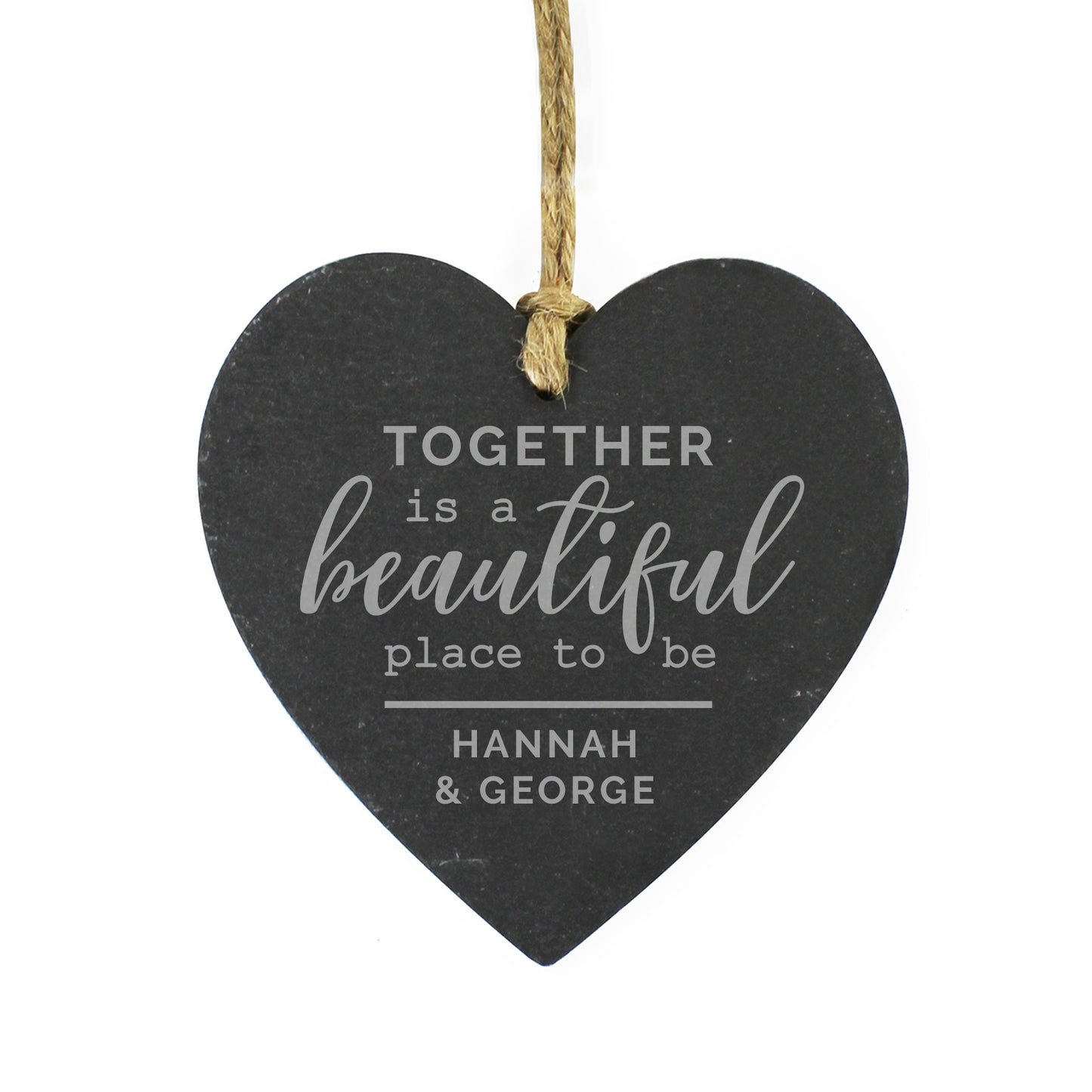 Personalised Together Slate Heart Decoration - MK&JD Gifts