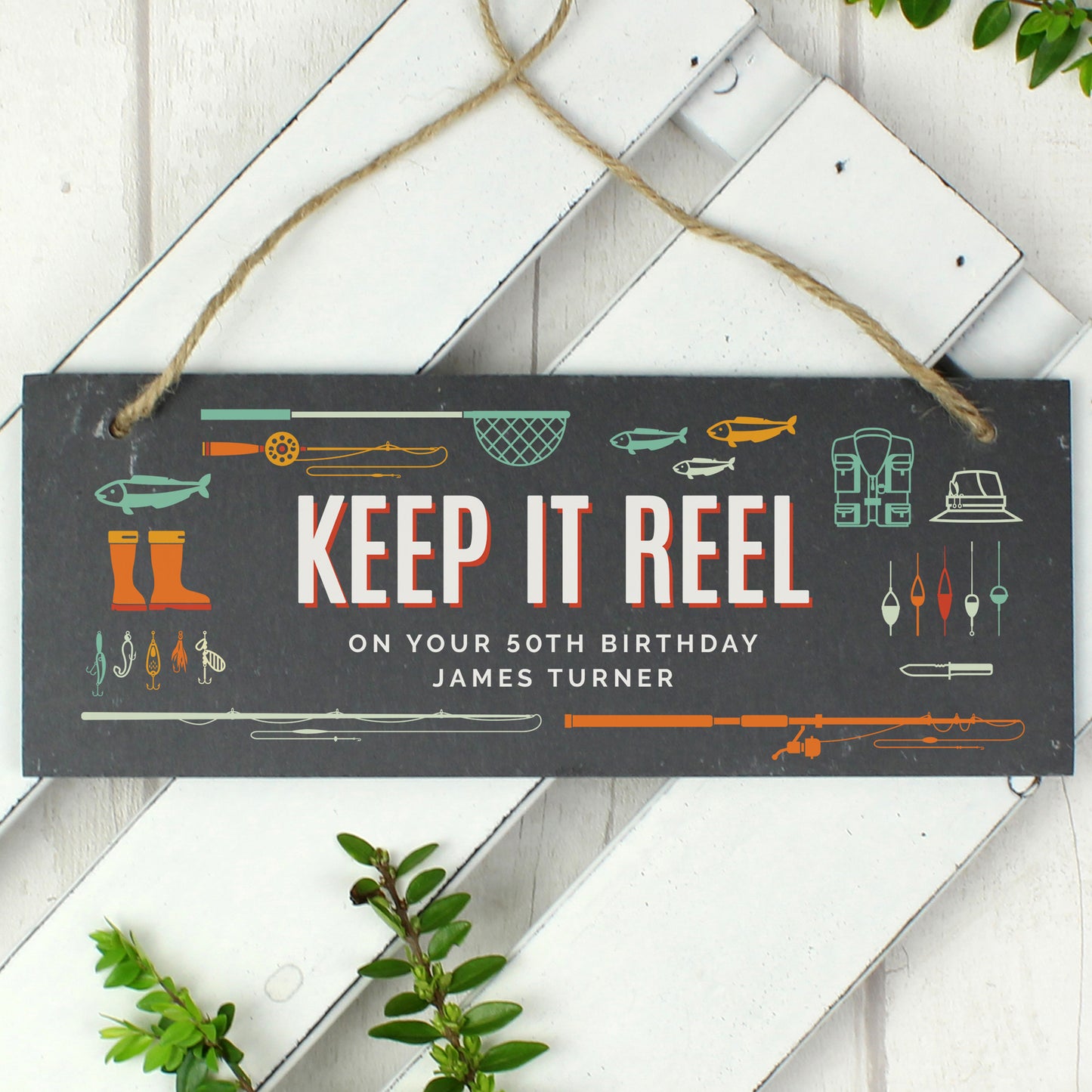 Personalised ""Keep It Reel"" Printed Hanging Slate Plaque - MK&JD Gifts