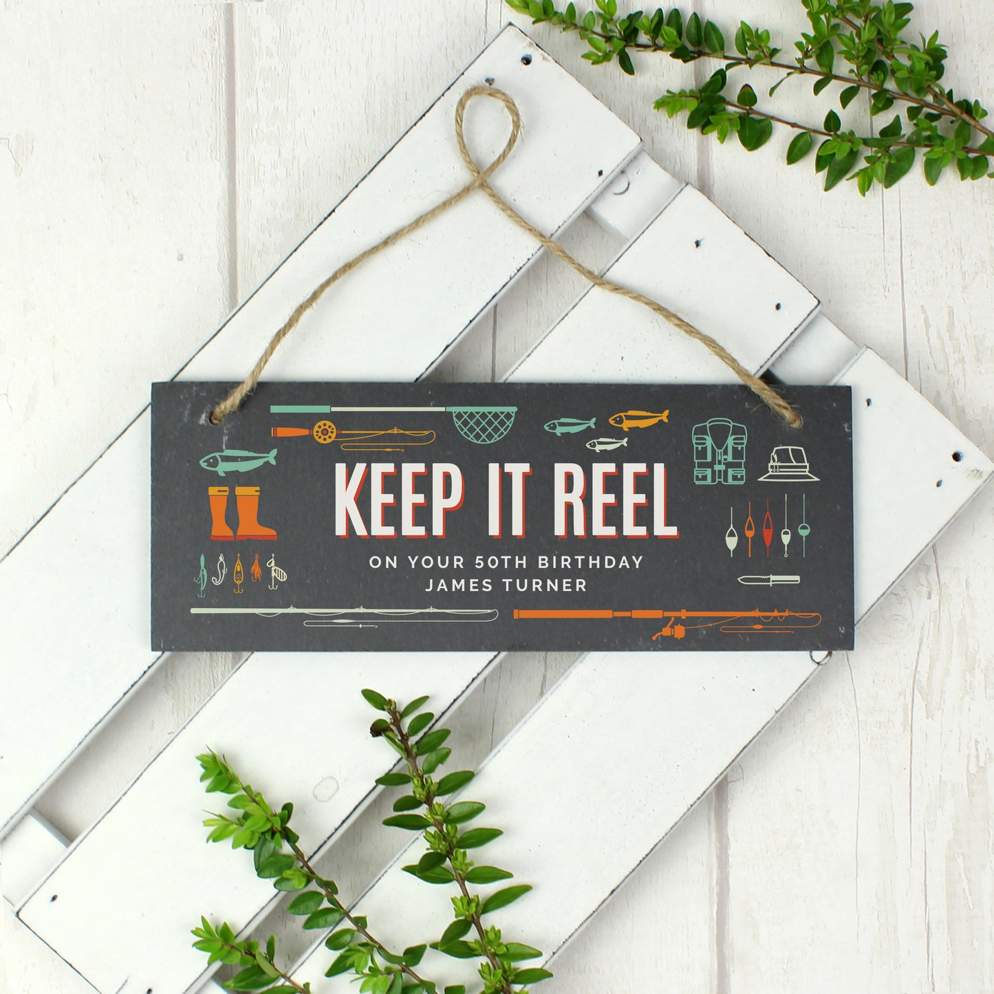 Personalised ""Keep It Reel"" Printed Hanging Slate Plaque - MK&JD Gifts