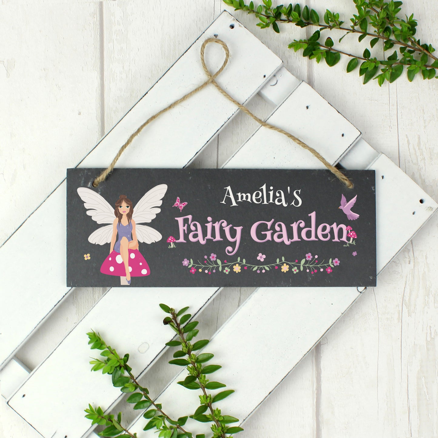 Personalised Fairy Garden Printed Hanging Slate Plaque - MK&JD Gifts