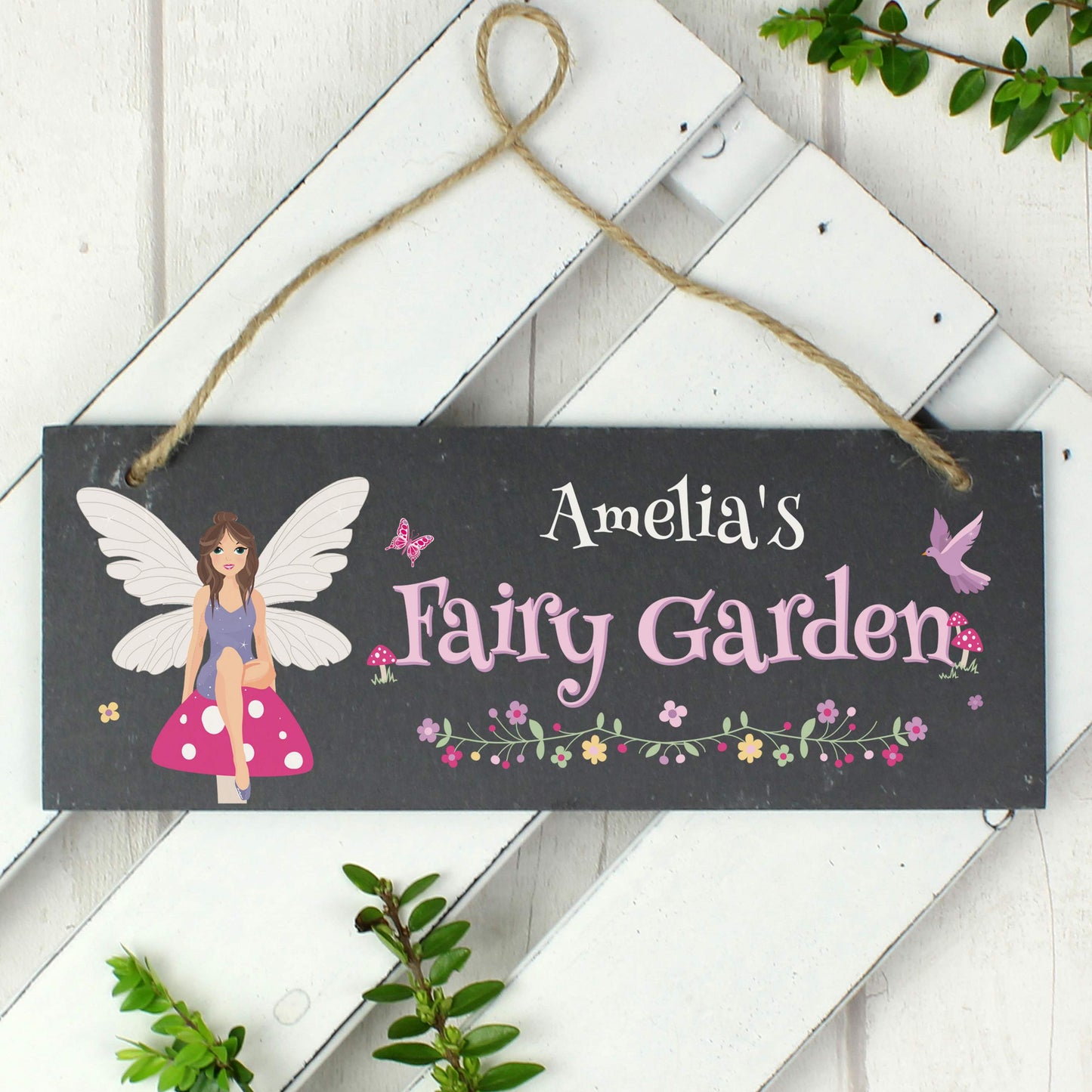 Personalised Fairy Garden Printed Hanging Slate Plaque - MK&JD Gifts