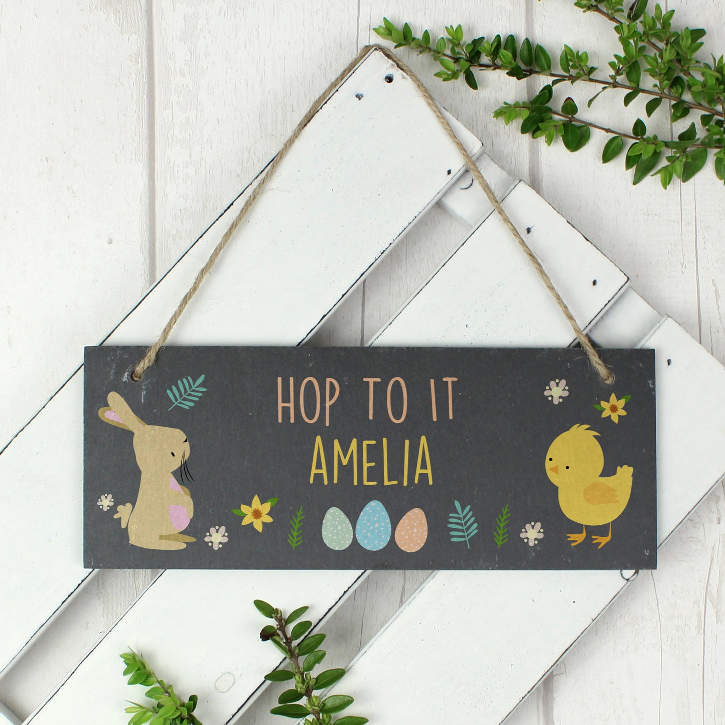 Personalised Easter Egg Hunt Slate Hanging Sign - MK&JD Gifts