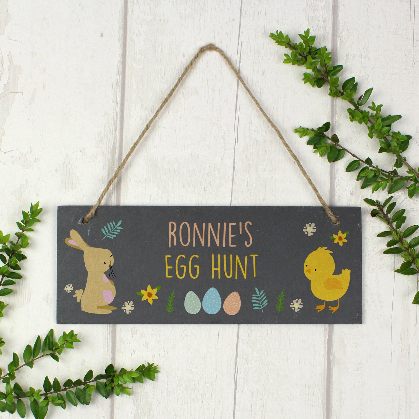 Personalised Easter Egg Hunt Slate Hanging Sign - MK&JD Gifts