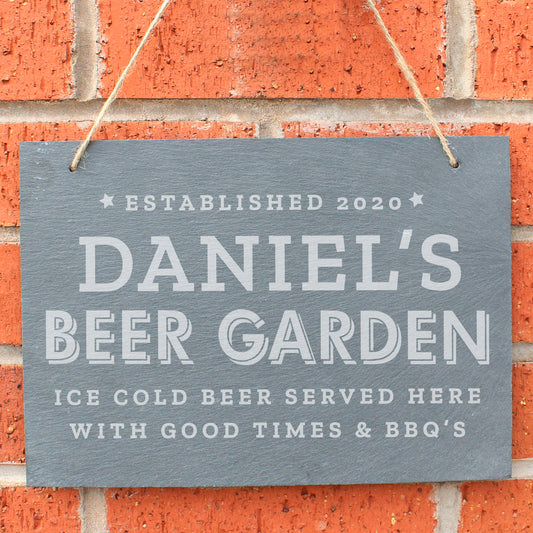 Personalised Beer Garden Hanging Large Slate Sign - MK&JD Gifts