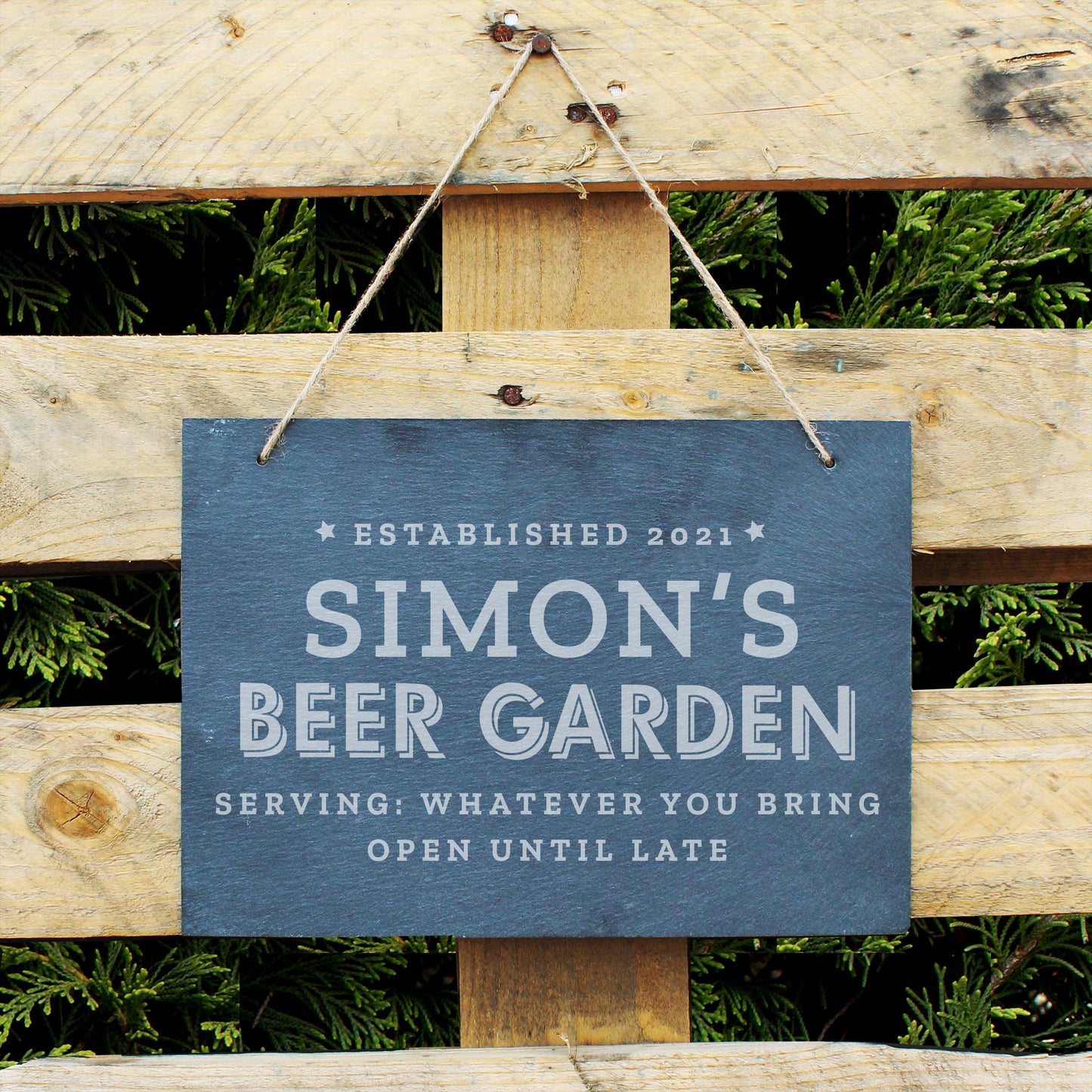 Personalised Beer Garden Hanging Large Slate Sign - MK&JD Gifts