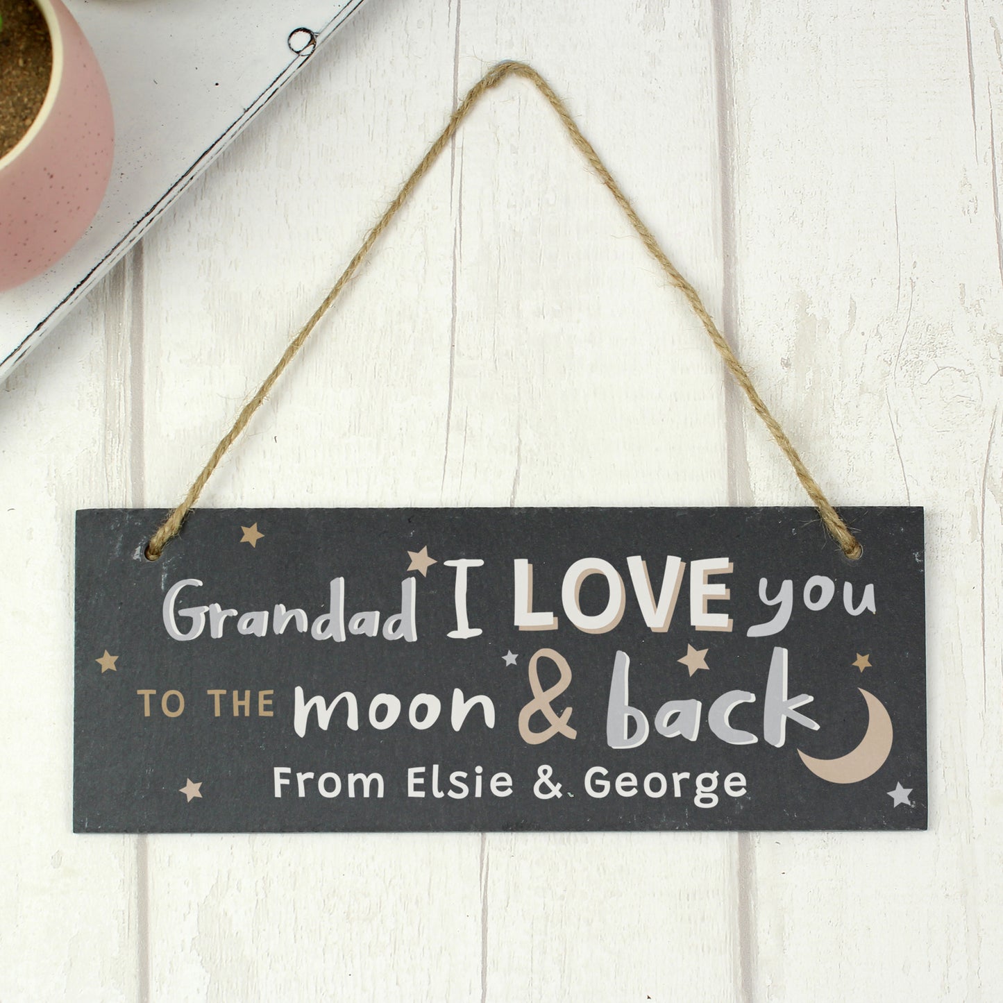 Personalised To the Moon and Back Hanging Slate Plaque - MK&JD Gifts