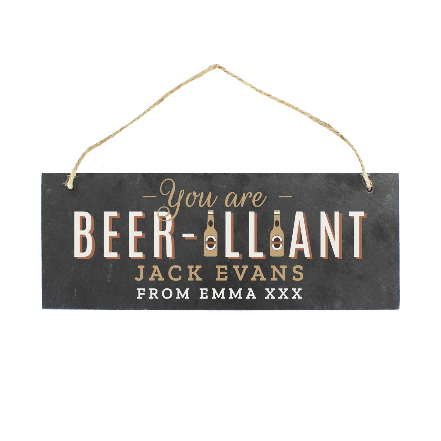 Personalised Beer-illiant Hanging Slate Plaque - MK&JD Gifts