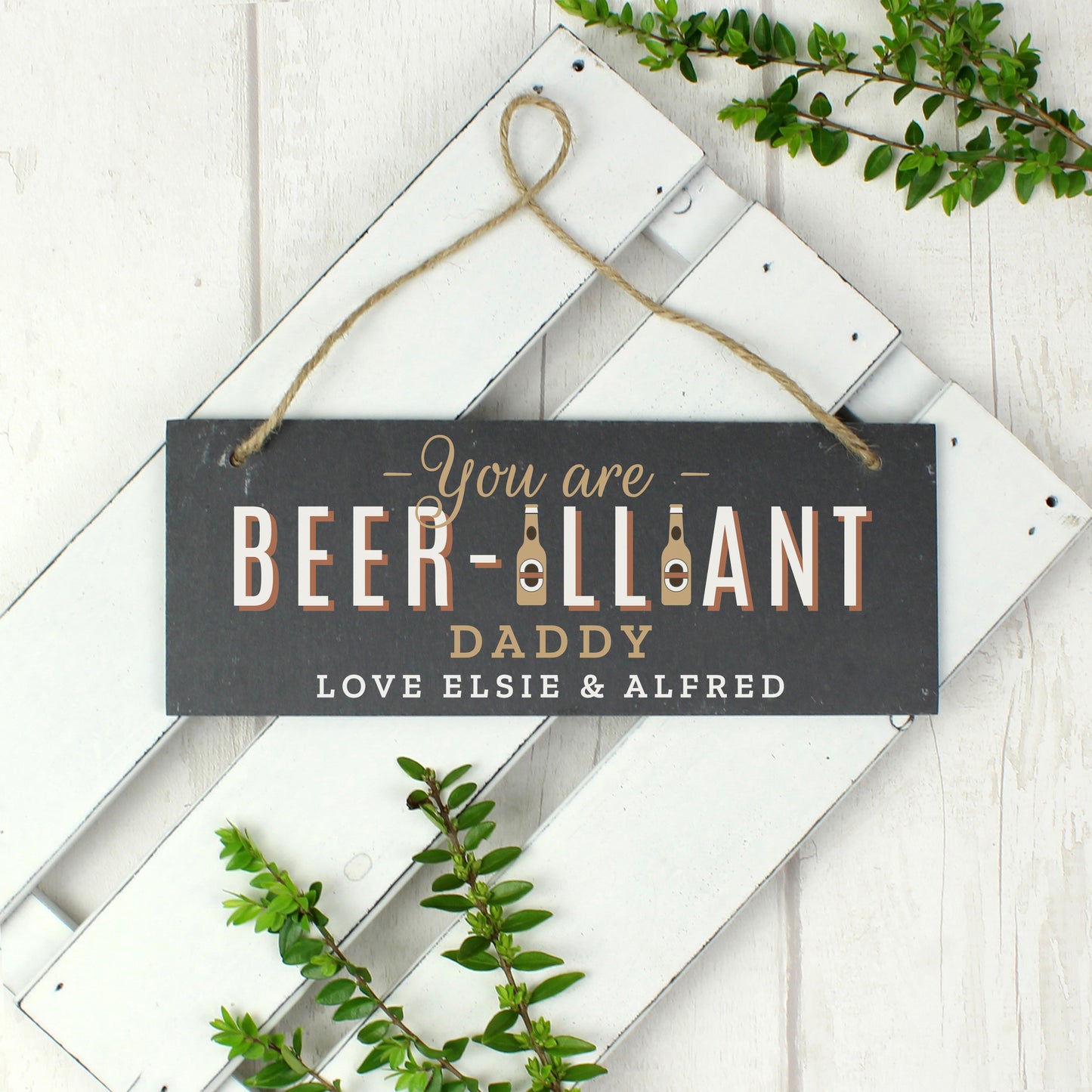Personalised Beer-illiant Hanging Slate Plaque - MK&JD Gifts
