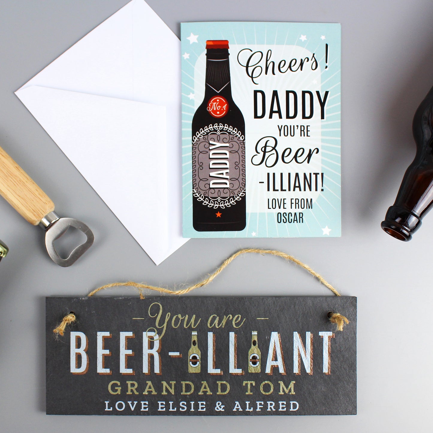 Personalised Beer-illiant Hanging Slate Plaque - MK&JD Gifts