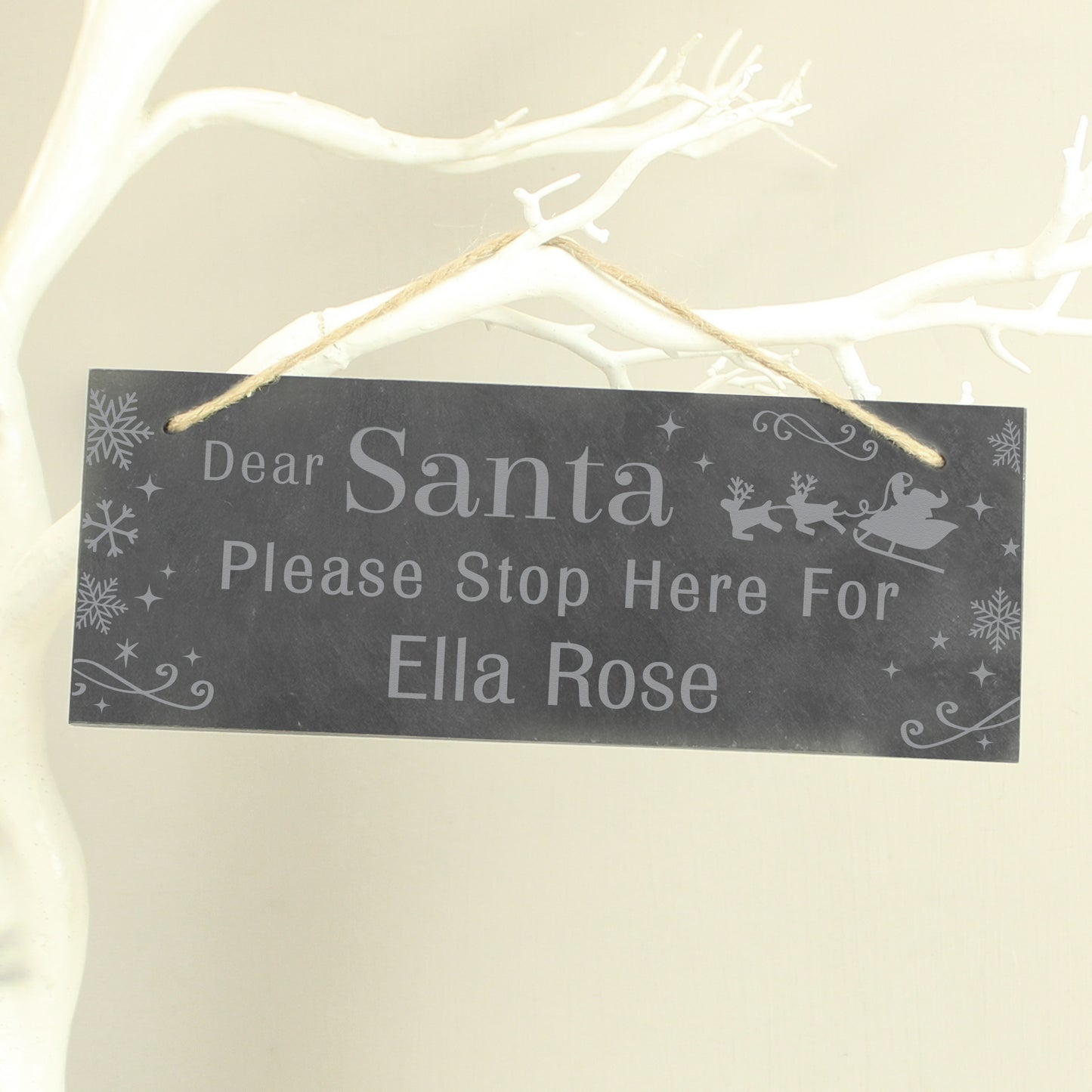 Personalised Santa Please Stop Here... Hanging Slate Sign - MK&JD Gifts
