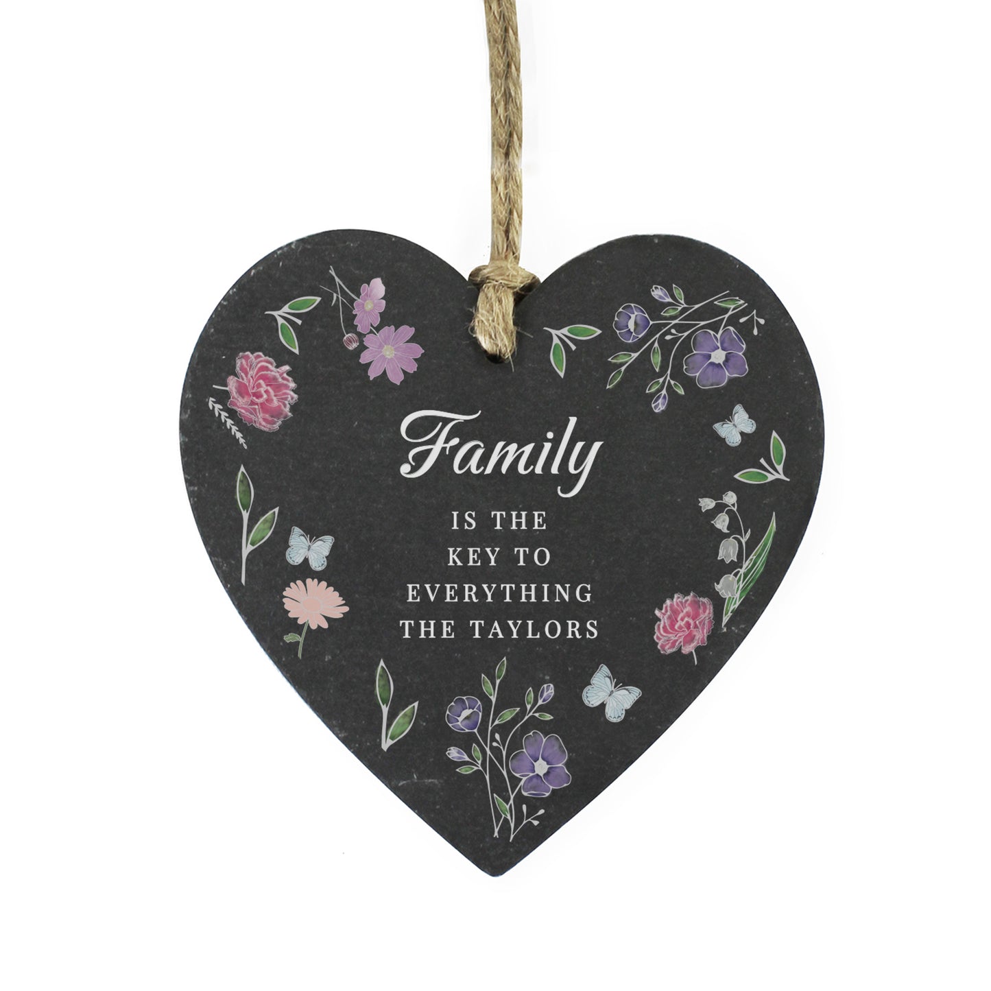 Personalised Wild Flowers Slate Heart - MK&JD Gifts