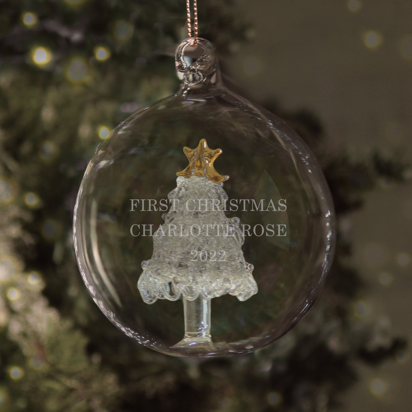 Personalised Glass Christmas Tree Bauble - MK&JD Gifts