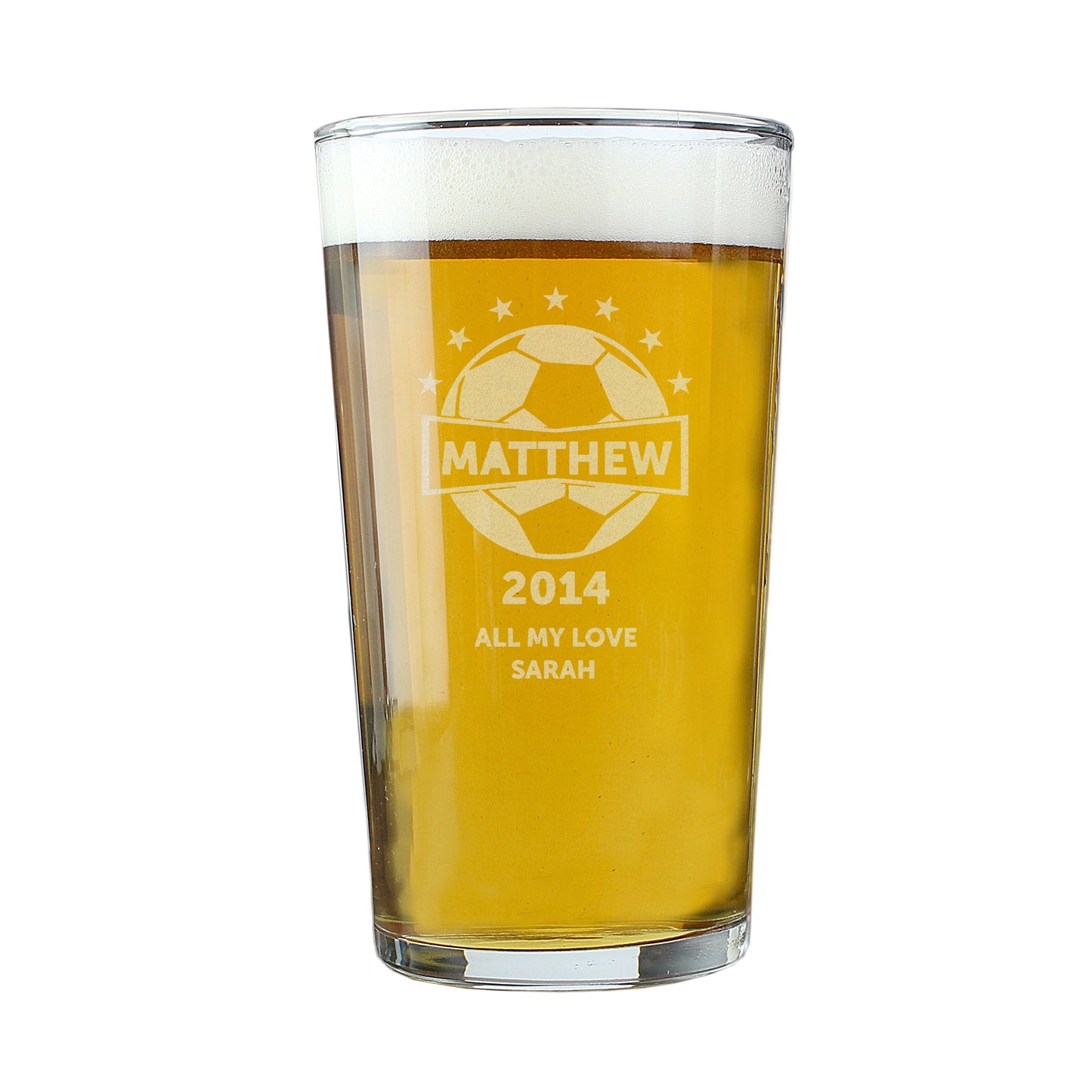 Personalised Football Pint Glass - MK&JD Gifts