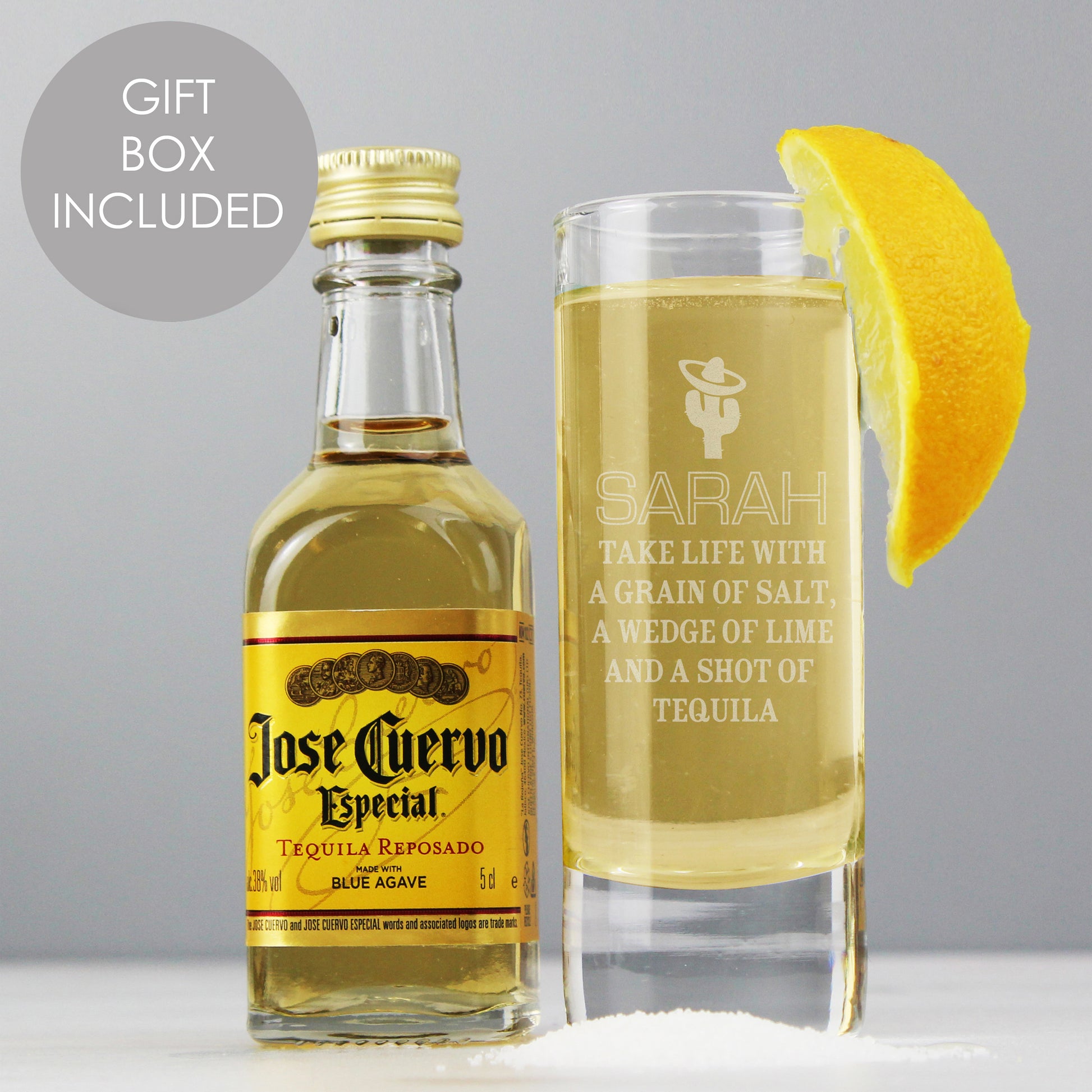 Personalised Tequila Shot Glass and Miniature Tequila - MK&JD Gifts