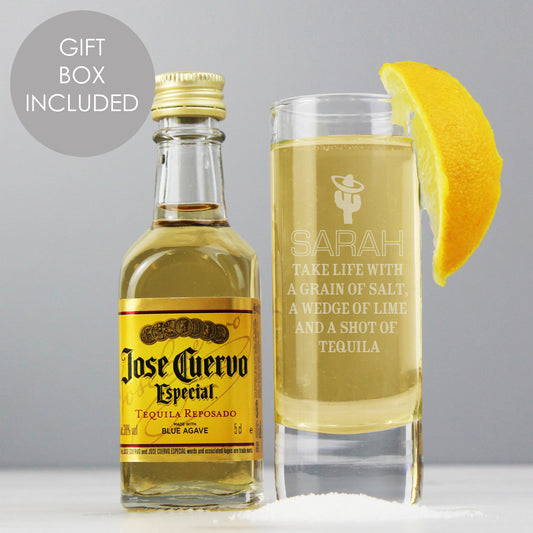 Personalised Tequila Shot Glass and Miniature Tequila - MK&JD Gifts