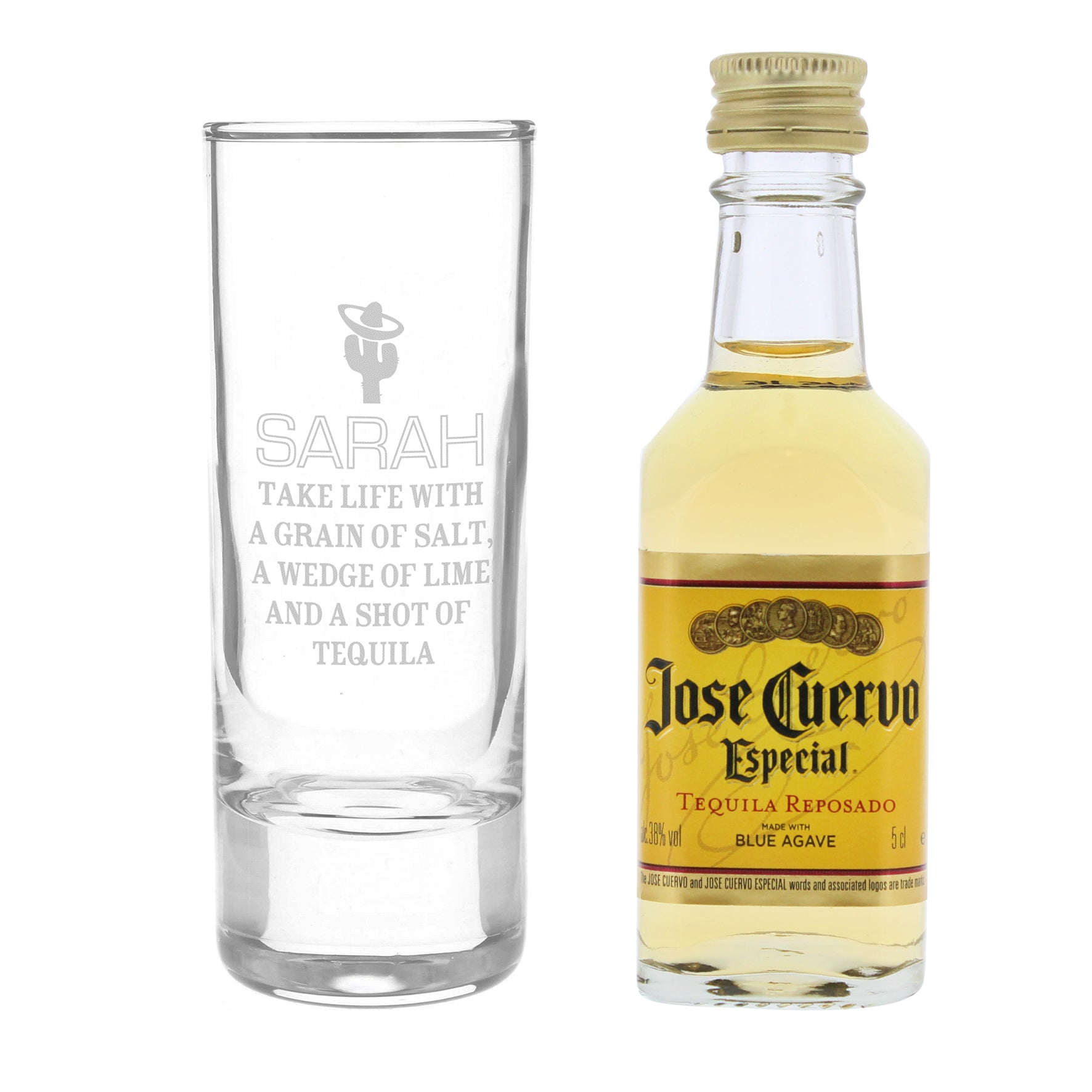 Personalised Tequila Shot Glass and Miniature Tequila - MK&JD Gifts