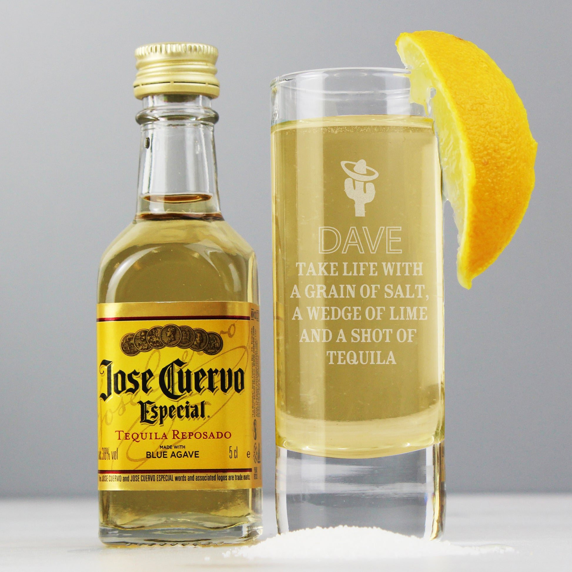 Personalised Tequila Shot Glass and Miniature Tequila - MK&JD Gifts