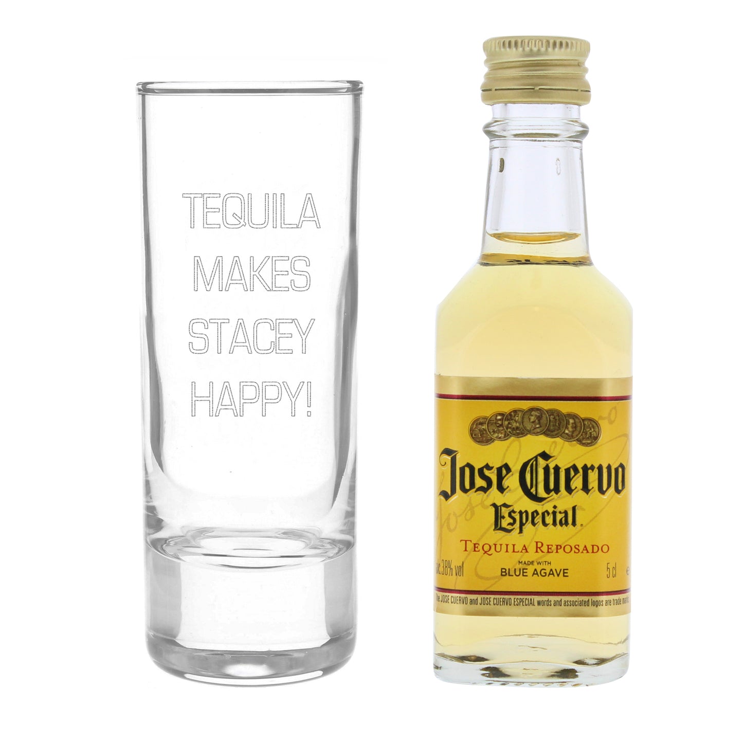 Personalised Shot Glass and Miniature Tequila - Text Only - MK&JD Gifts