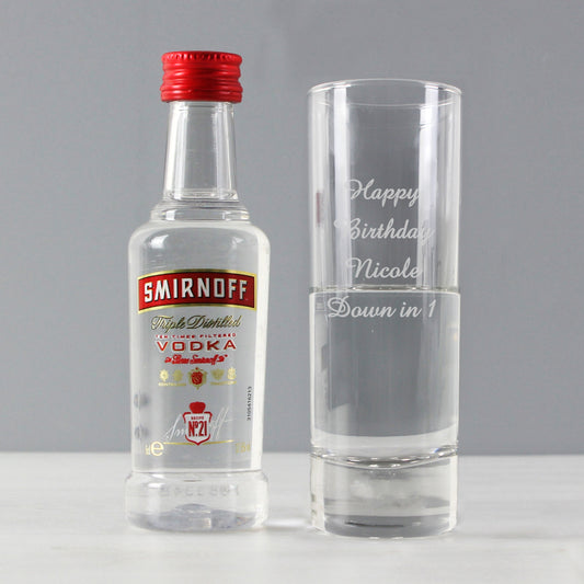 Personalised Shot Glass and Miniature Vodka Set - Text Only - MK&JD Gifts