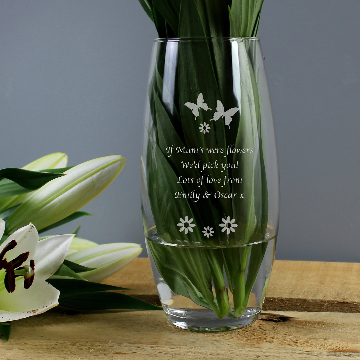 Personalised Butterflies and Flowers Bullet Vase - MK&JD Gifts