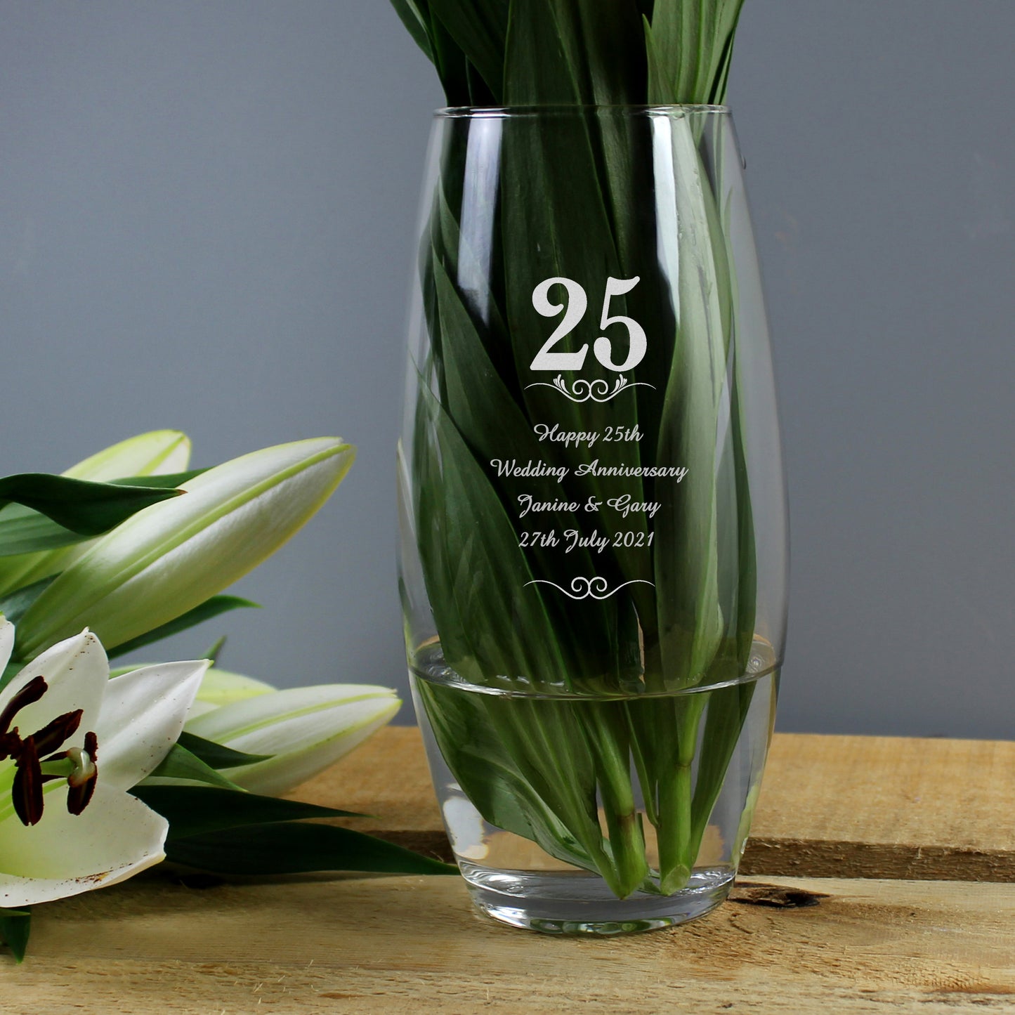 Personalised 25 Years Bullet Vase - MK&JD Gifts
