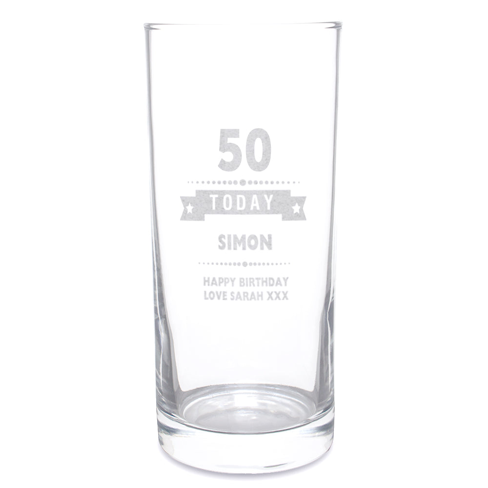 Personalised Birthday Star Hi Ball Glass - MK&JD Gifts