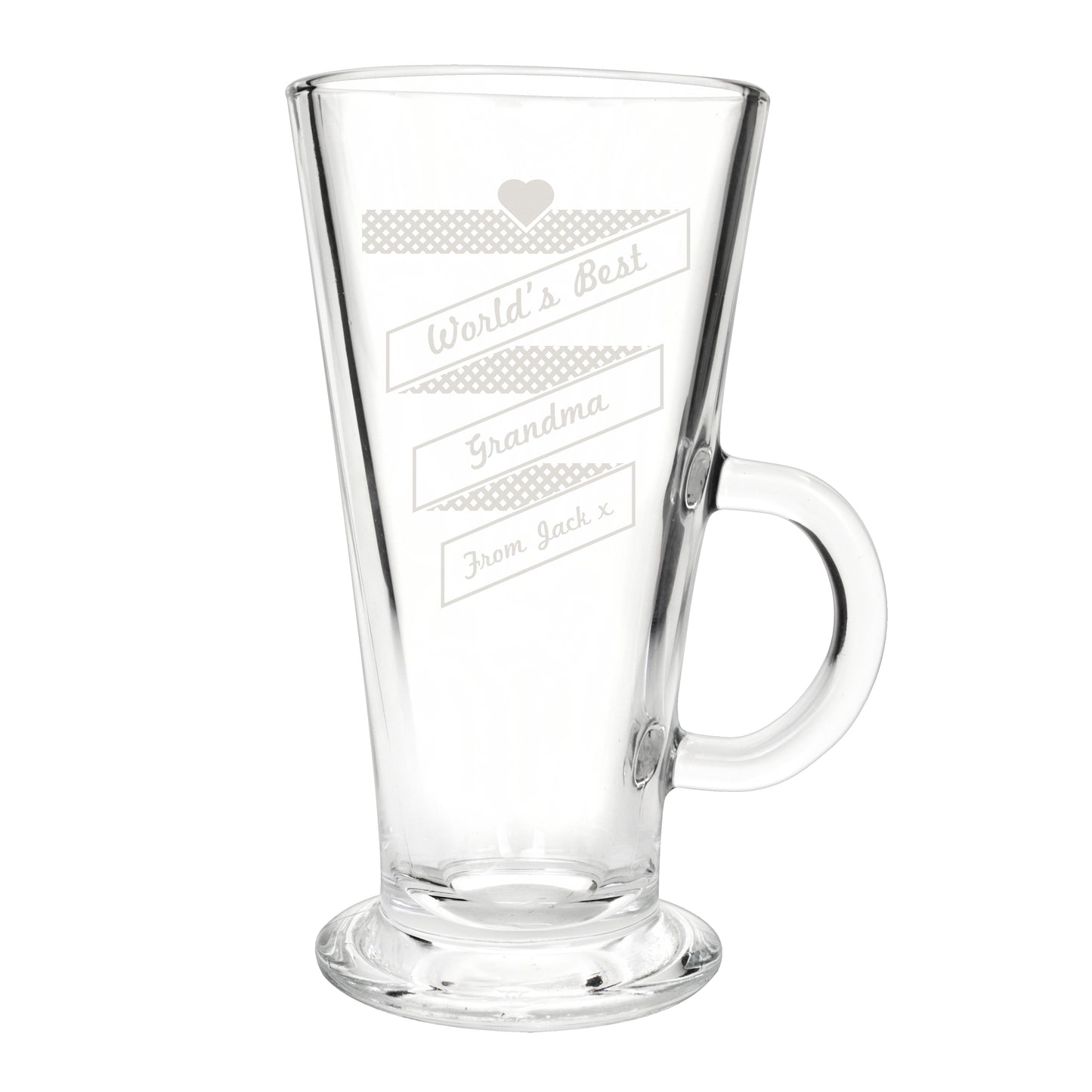 Personalised Heart Banner Latte Glass - MK&JD Gifts