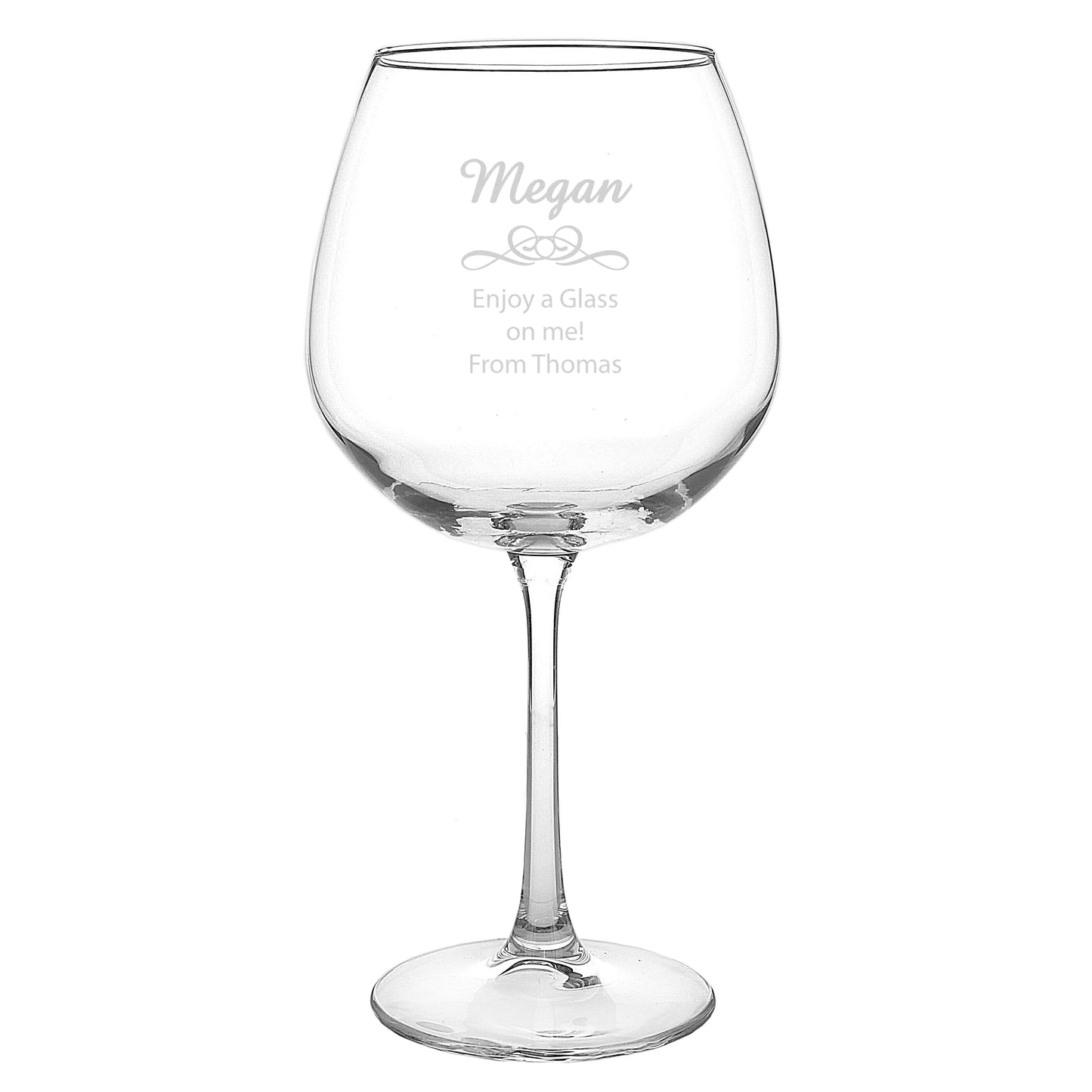 Personalised Decorative Bottle of Wine Glass - MK&JD Gifts
